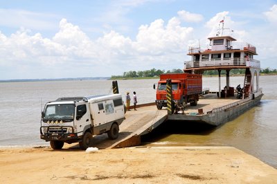 On the barge crossing the Amazon