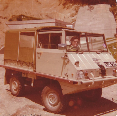 A '76 pic. Side rail protection bars added. Original canvas cab.